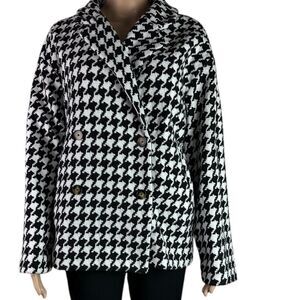 Urban Daisy Black & White Herringbone Double Breasted Coat